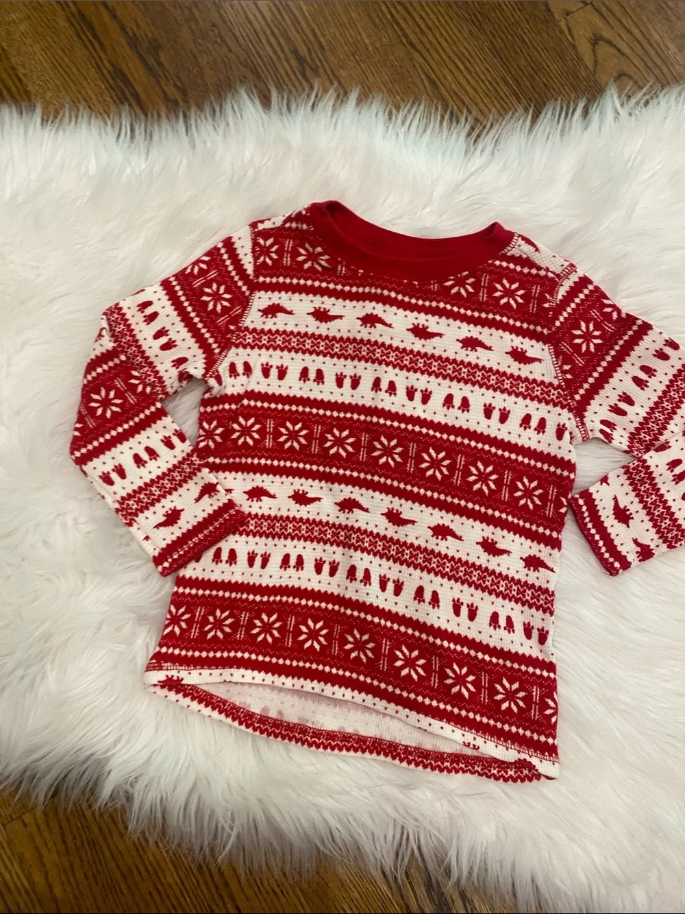 Old Navy Red and White Fair Isle Long Sleeve Top - Kids